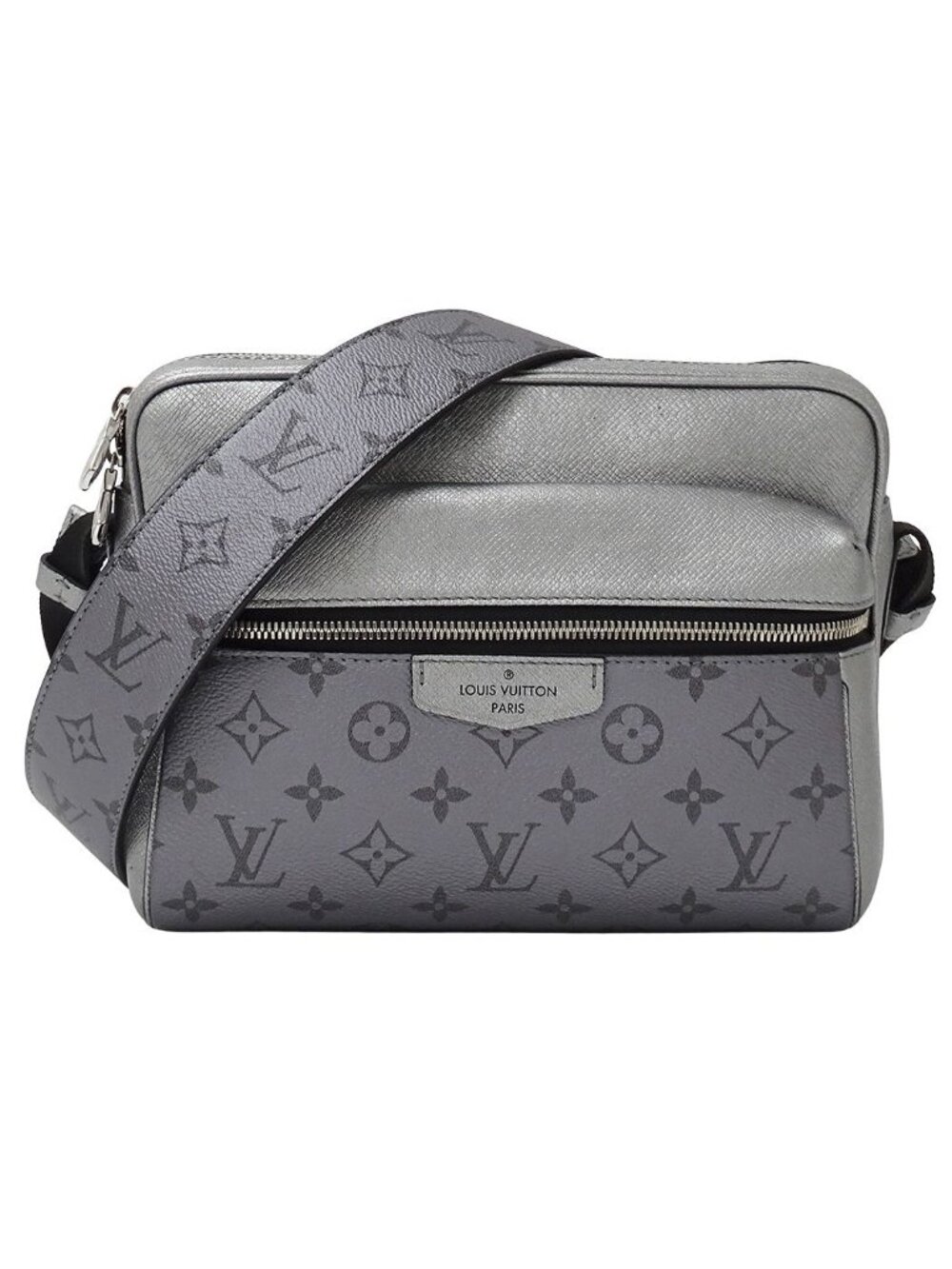 Louis Vuitton Taigarama Shoulder Bag Outdoor Messenger Gunmetal Silver Gray